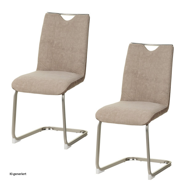 Schwingstuhl Emrys 2er Set Taupe/antikhellbraun