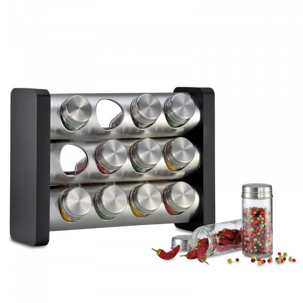 Küchenprofi Edelstahl Gewürzständer mit 12 Gläsern