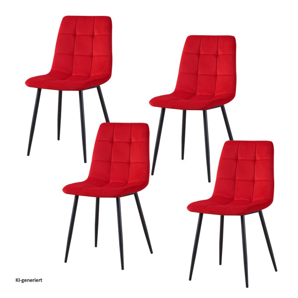 Stuhl Mesa Velvet rot 4er Set