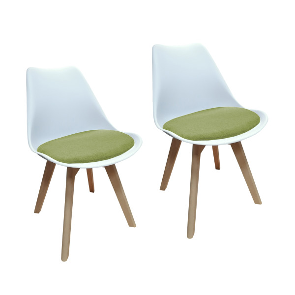 Stuhl Atlanta Weiß/Webstoff Grün 2er-Set