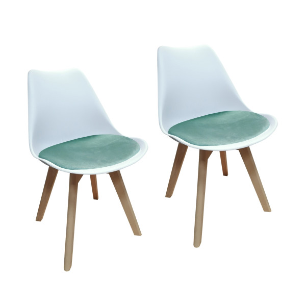 Stuhl Atlanta Weiß/Velvet Türkis 2er-Set