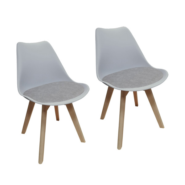 Stuhl Atlanta Hellgrau/PU Antikgrau 2er-Set