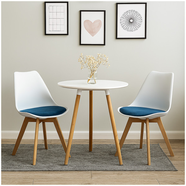 Stuhl Atlanta Velvet 2er-Set Weiß Blau