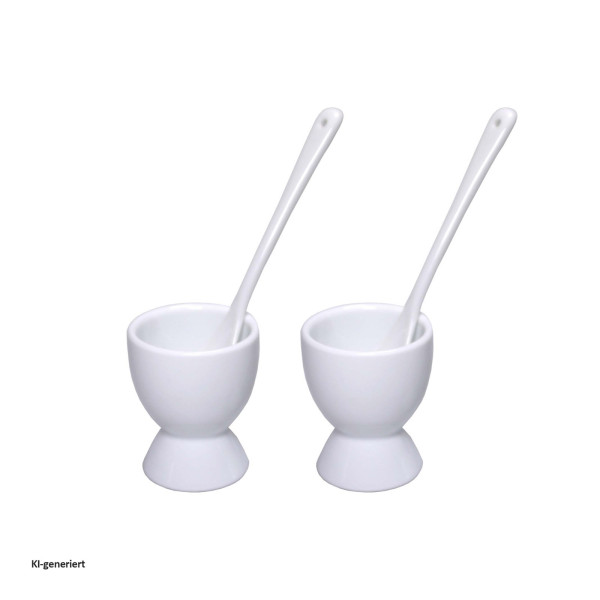 Eierbecher mit Löffel 2er Set Porzellan