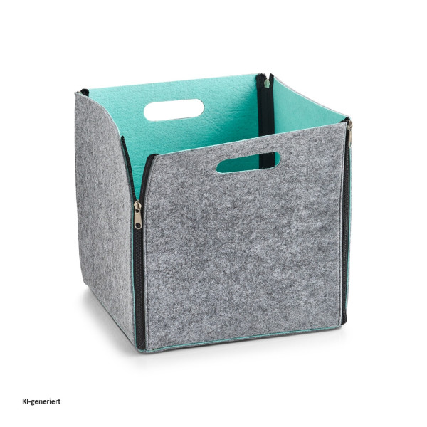 Aufbewahrungskorb "Two-tone", Filz, grau/aqua