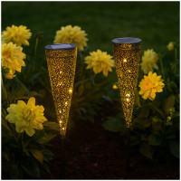 Vorschau: HTI-Living warmweiße Gartenleuchten Solarstecker Luna 2 Stück Metall mit filigranem Mu Vorschau: HTI-Living warmweiße Gartenleuchten Solarstecker Luna 2 Stück Metall mit filigranem Mu