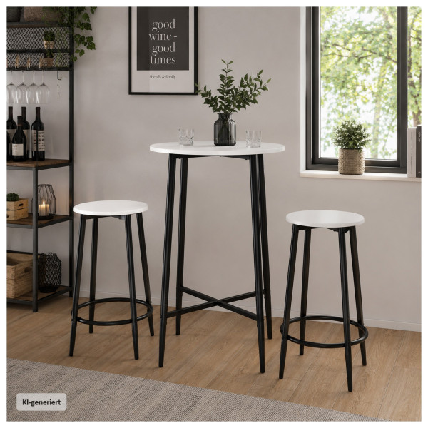 Runder Bartisch mit Hockern Elias weiß