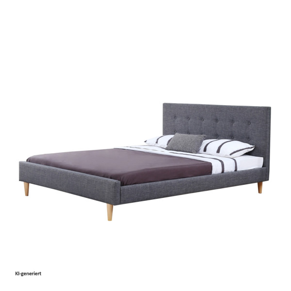 Bett 140 Linn Dunkelgrau Polyester