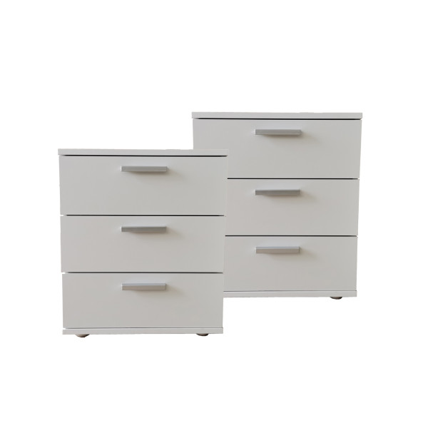Nachtkonsole Nachtschrank Nina 3 Weiß 2er-Set