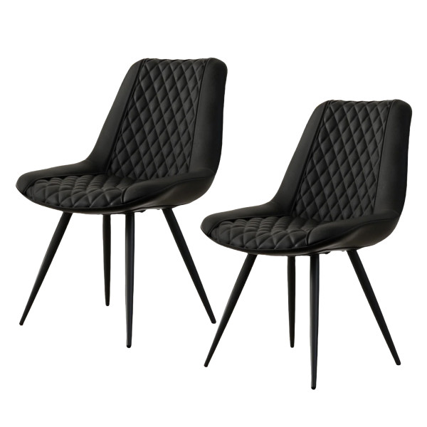 HTI-Living Kunstleder Schwarz Esszimmerstuhl Astrid 2er-Set