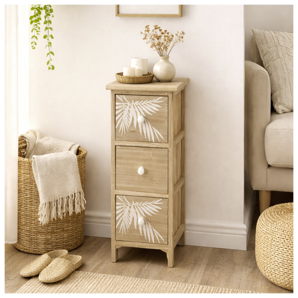 Kommode1 Melia Palme 3 Schubfächer