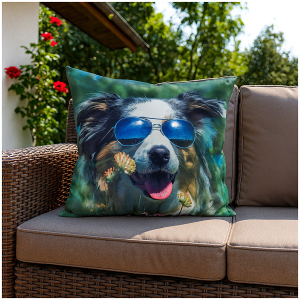 formano Hund mit Brille Dekokissen 45x45