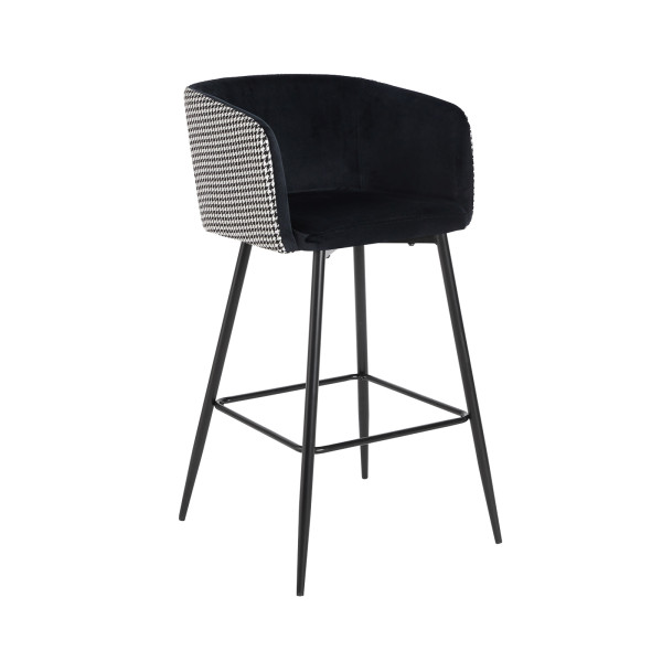 Barhocker Delray Hahnentritt Schwarz-Weiß