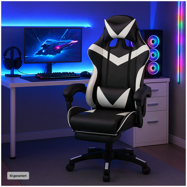Krit racer gaming chair Schwarz-Weiß