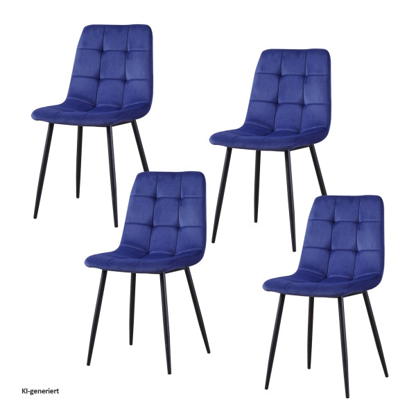 Stuhl Mesa Velvet blau 4er Set