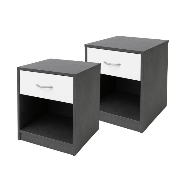 Nachtkonsole Nachtschrank Nina 1 Beton Weiß 2er-Se