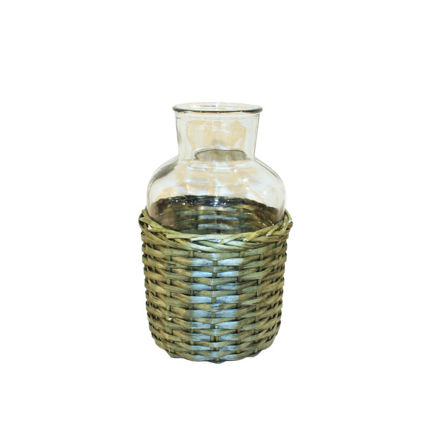 Vase, S, Glas, grün, mit Weide