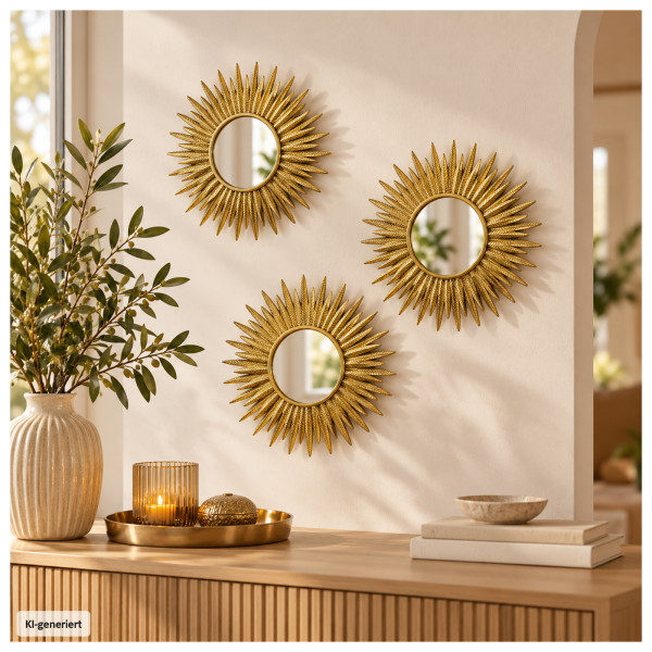 3er Spiegel-Set Ava 1 gold