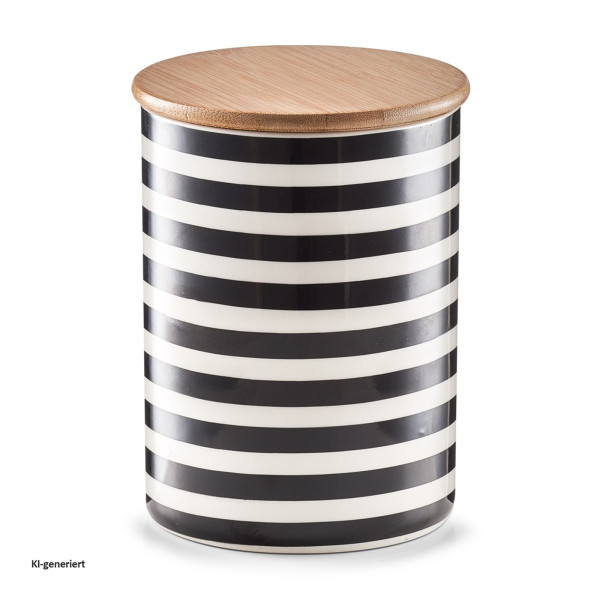 Vorratsdose m. Bambusdeckel "Stripes", Keramik