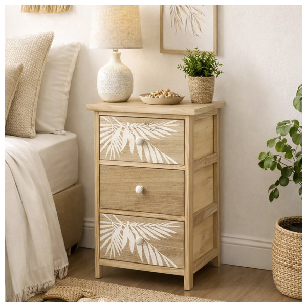 Kommode2 Melia Palme 3 Schubfächer