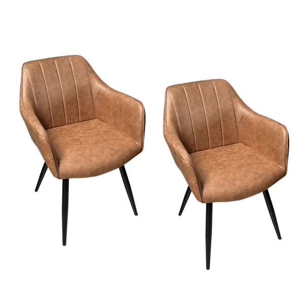 HTI-Living 2 Stück Stuhl Retro Cognac