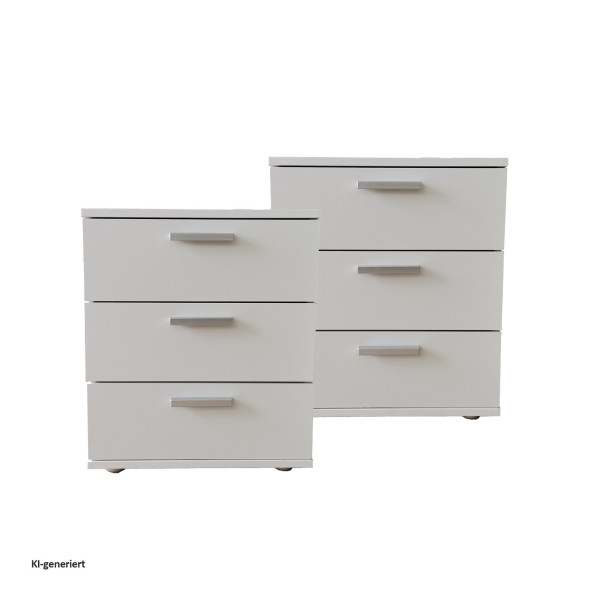 Nachtkonsole Nachtschrank Nina 3 Weiß 2er-Set
