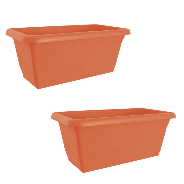 HTI-Living 2er Set Terracotta Blumenkasten mit Wasserspeicher 40 cm