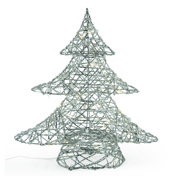 LED Baum S, silber, 20 LED's, mit Perlen, mit Tim