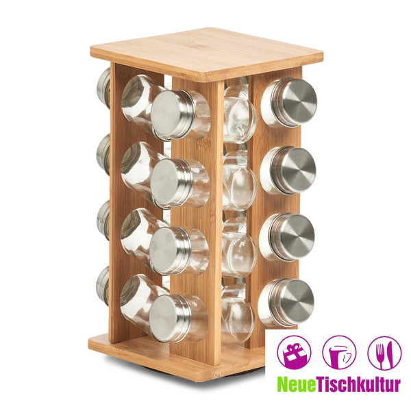 Gewürzrondell m. 16 Gläsern, Bambus/Edelstahl/Gla
