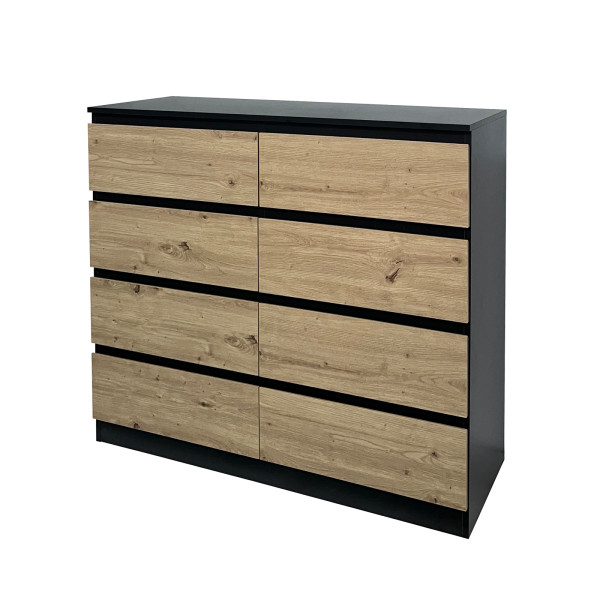 Kommode Thekla 8 Schubladen schwarz-artisaneiche