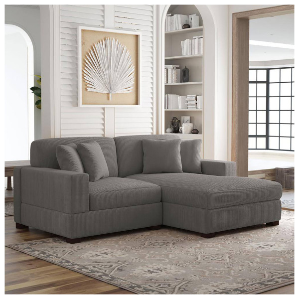 HTI-Living Xenia Hellgrau Couch mit Ottomane Rechts