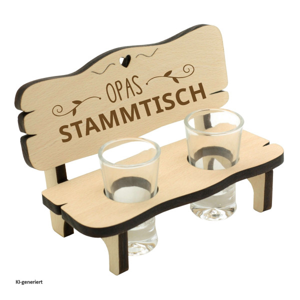 Schnapsbank mit 2 Gläsern "Opas Stammtisch"