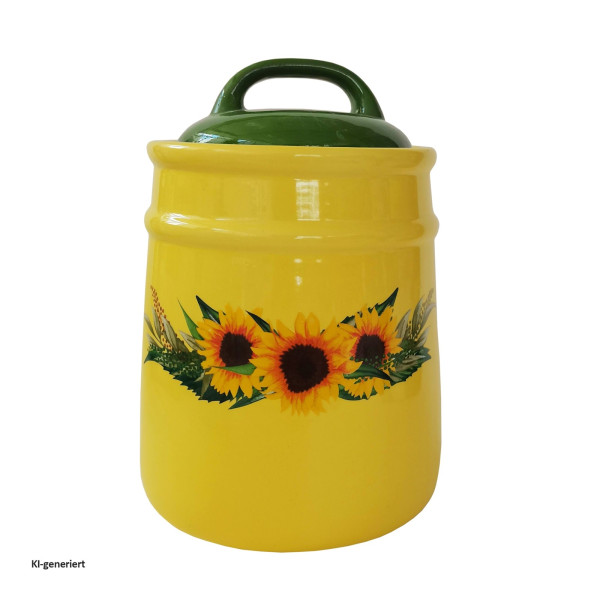 Aufbewahrungsbehälter, Sonneblumen Keramik