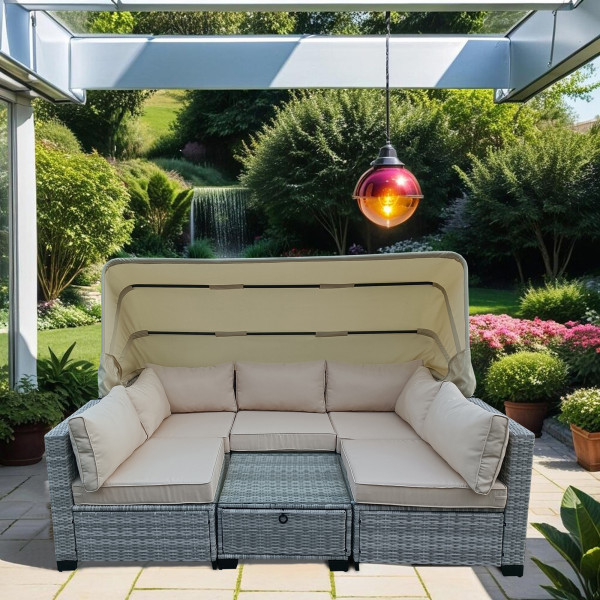 HTI-Living 6-teiliges Set Loungemöbel Grau/Beige