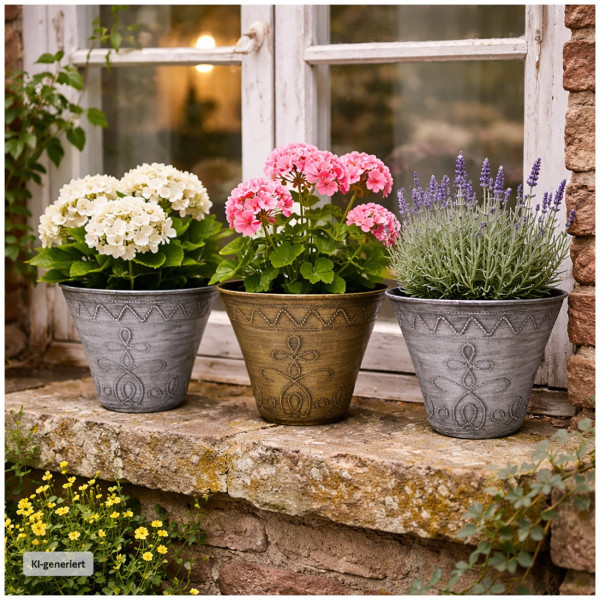 Blumentopfset Nessa 2x Silber 1x Gold
