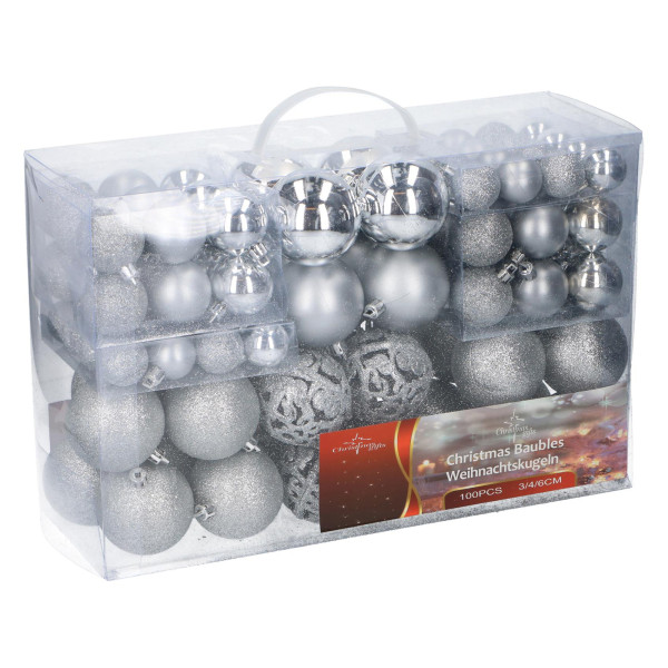 Weihnachtskugeln (100) silber 3/4/8 cm Christmas gifts