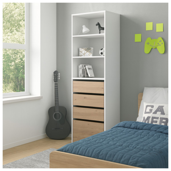 HTI-Living Weiß/Artisaneiche Schrank mit 4 Schubladen und 3 offenen Fächern