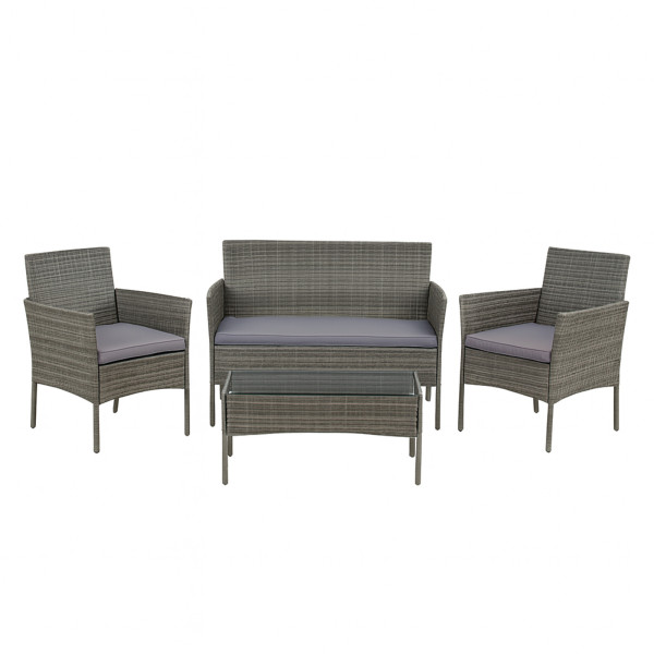 Outdoorset Wiebke grau Polyrattan