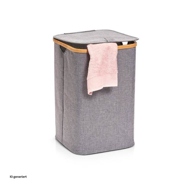 Wäschesammler, Polyester/Bambus, grau