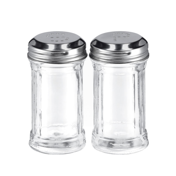 ZELLER Present Glas mit Edelstahldeckel Salz- und Pfefferstreuer 2-teilig