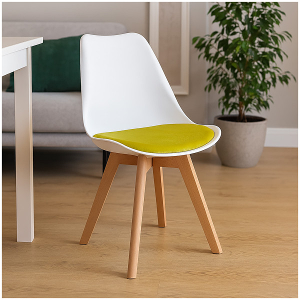 Stuhl Atlanta Weiß/Velvet Gelb