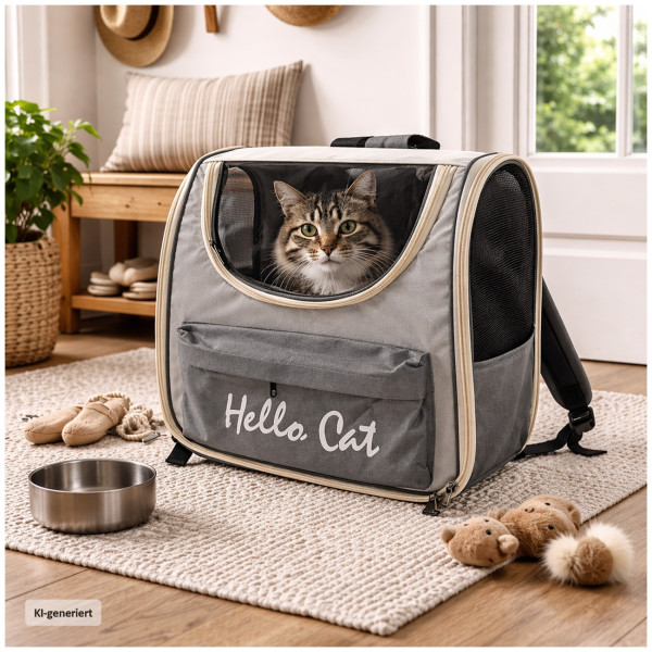 Katzenrucksack Agosta grau
