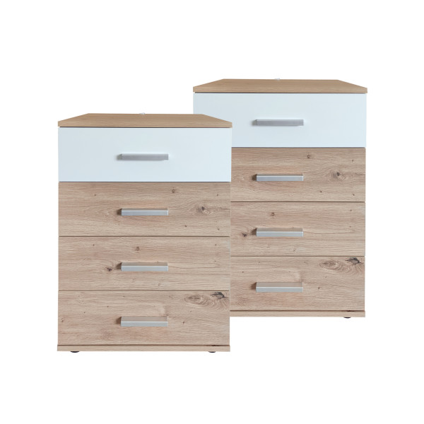 Nachtkonsole Nachtschrank Nina 4 Weiß Artisan 2er