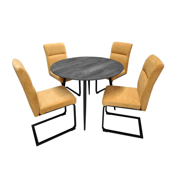 Sitzgruppe Liron 1 Tisch 4 Schwingstühle Gelb