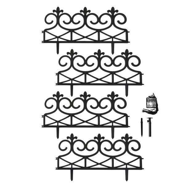 HTI-Living Lilie 4-teilig Schwarz Zierzaun Nessa Solar