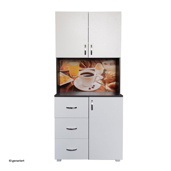 Küchenschrank Blanca Bistro Grau Weiss