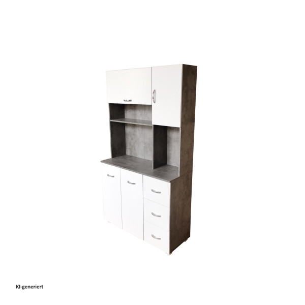 Küchenschrank Blanca Beton Weiß