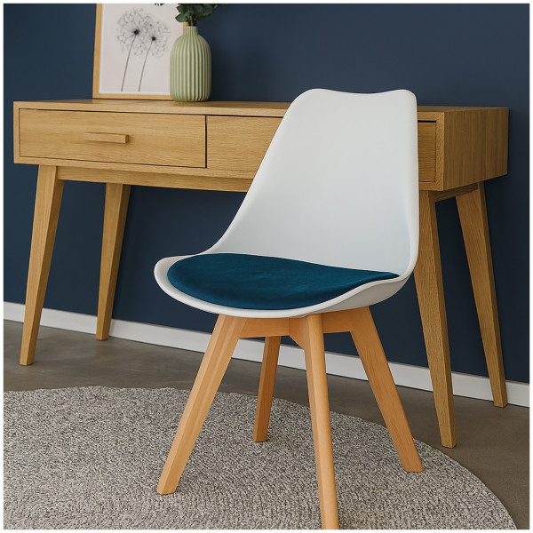 Stuhl Atlanta Velvet Weiß Blau