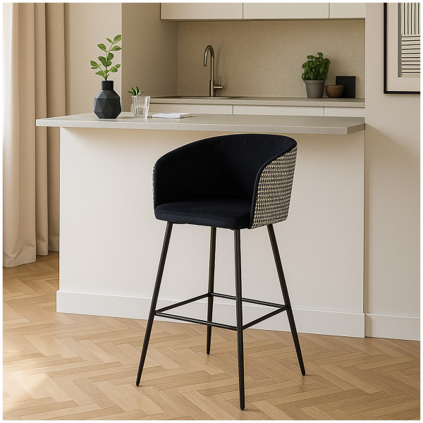 HTI-Living Küchenhocker, Tresenhocker schwarz weiß Barhocker mit Lehne