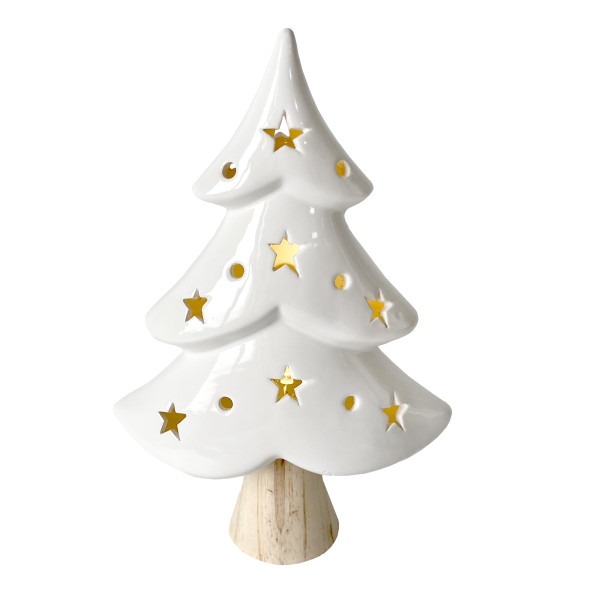 Keramikbaum-LED mit Holzstamm klein